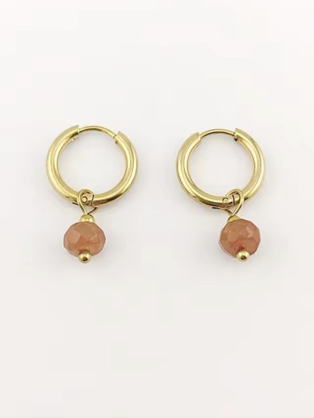 🧡💛NEW🧡💛 PRETTY!! SS ORANGE TOURMALINE Faceted Natural Stone Huggie Earrings